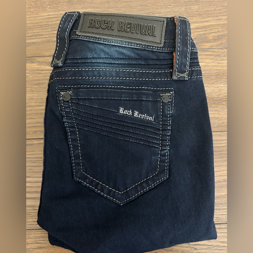 Rock Revival Dark Blue Janeil Skinny Jeans Size 26‎ Great Condition